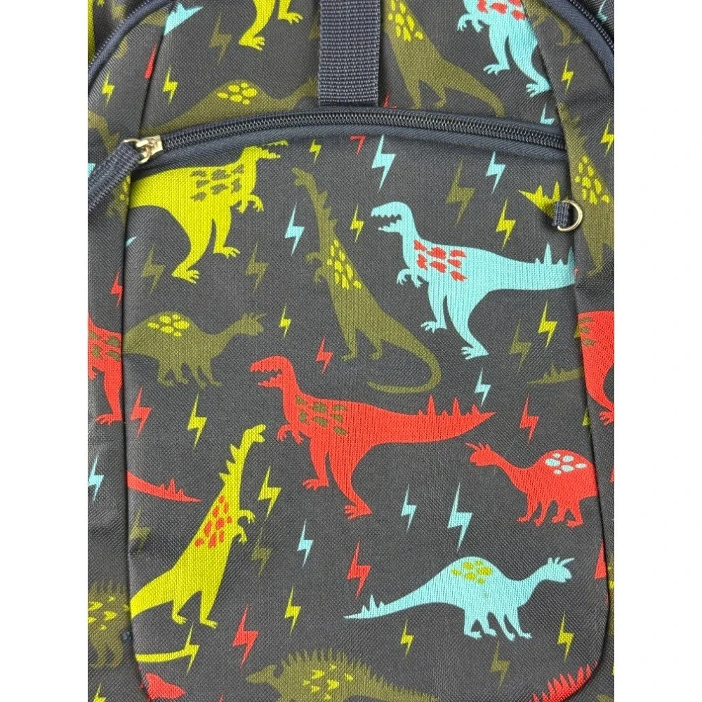 Crckt Kids Dinosaur Lightning Bolt Backpack Navy Blue Red 16.5 Inch School Bag